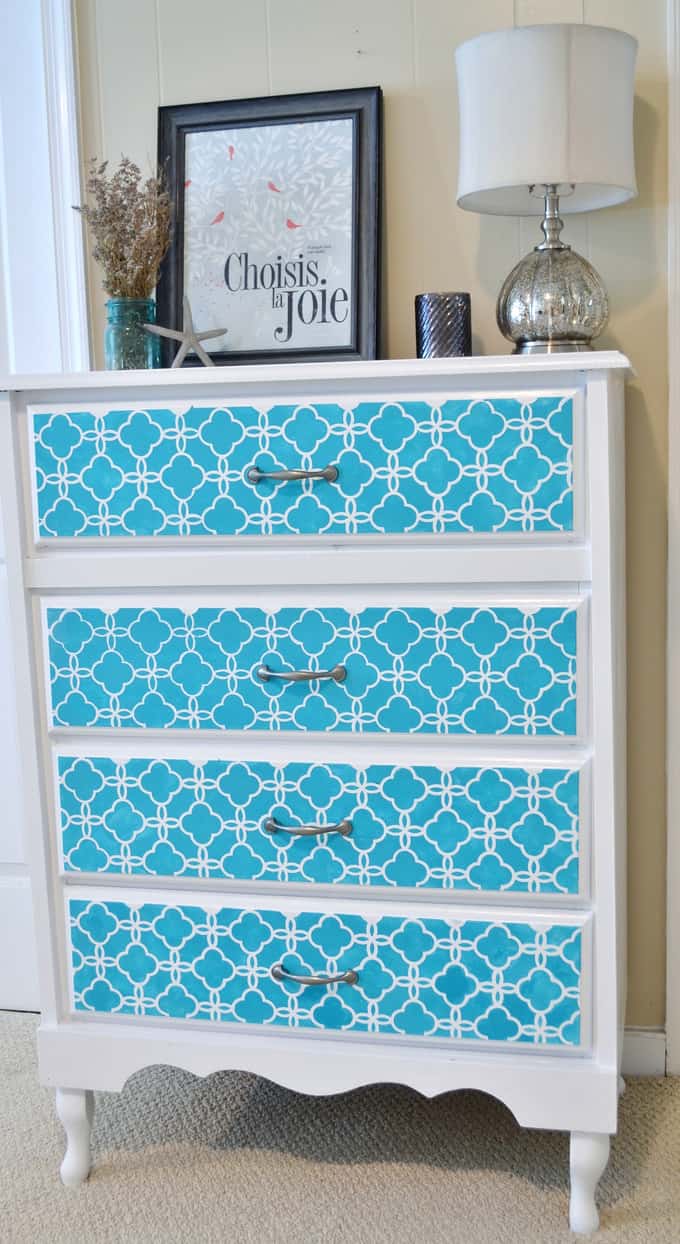 stenciled dresser makeover by burlap+blue