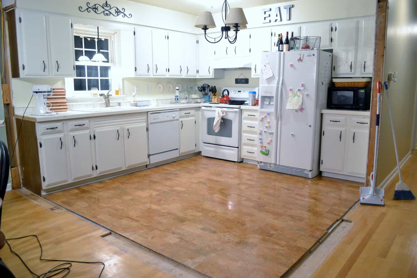 kitchen before burlap and blue