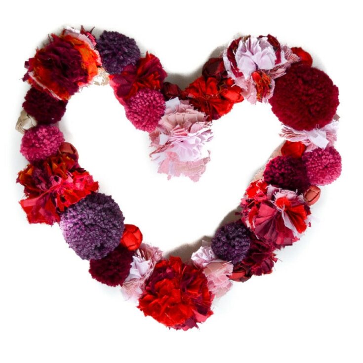 pom pom heart wreath