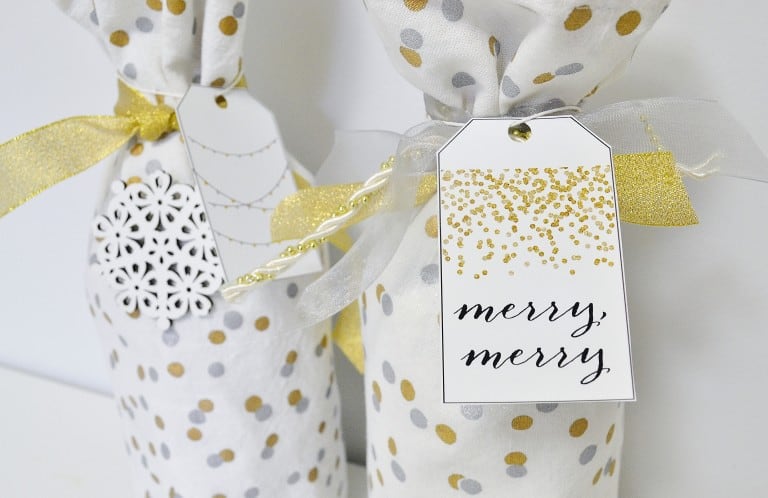 napkin wine bag + free printable gift tags