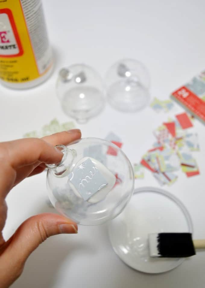 DIY Christmas Ornaments {How to Mod Podge Glass Ornaments}