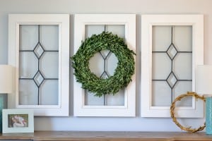 boxwood wreath window pane