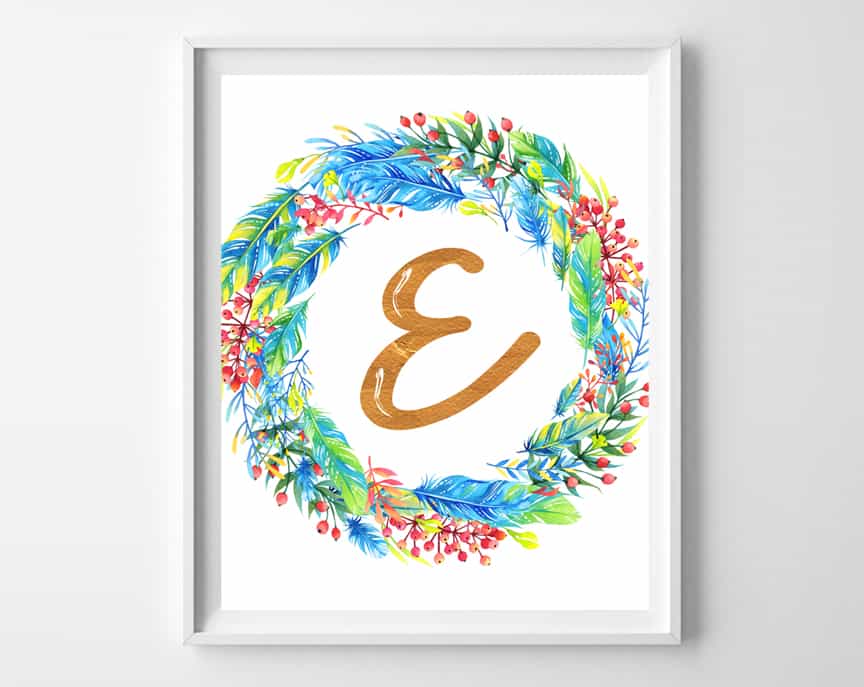 Instant download Wall decor A Print Letter A wall art print A with gold heart A Letter