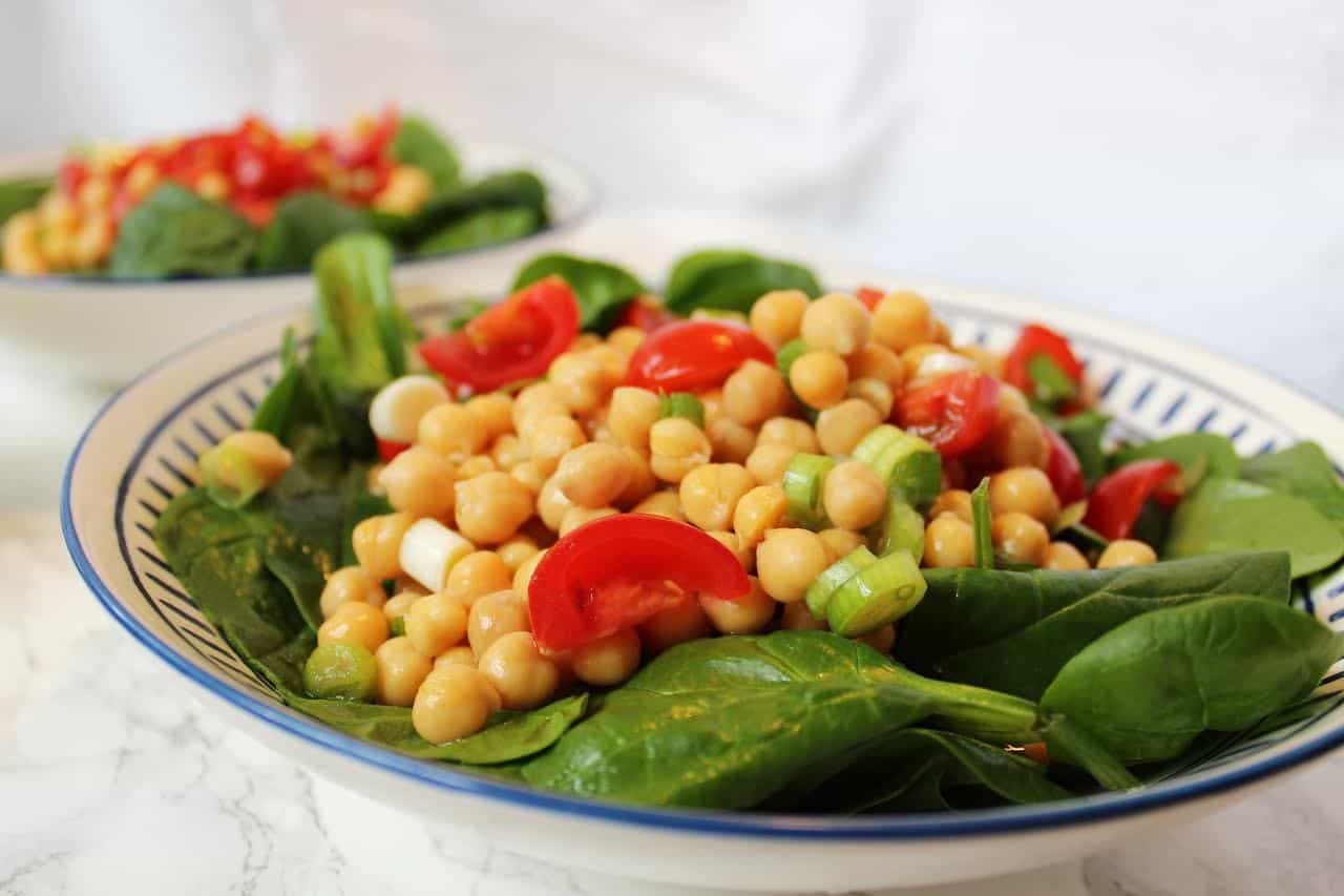 Spinach, Chickpea & Tomato Salad with Tahini & Coriander Dressing {Recipe}