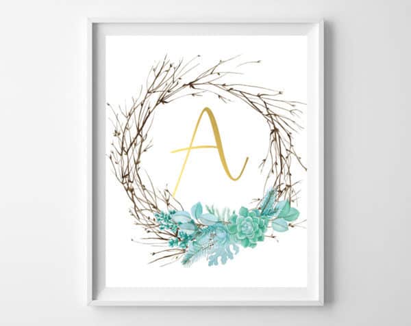 twig succulent initial printables