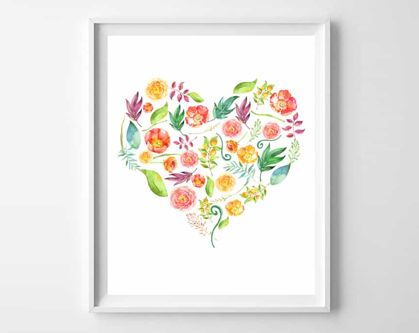 floral heart printable