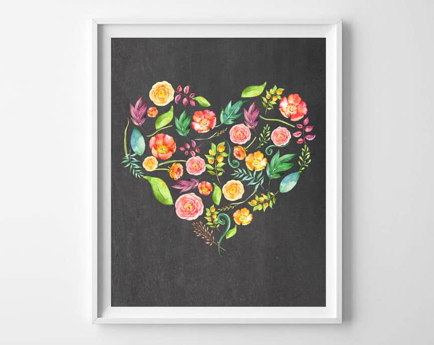 floral heart printable