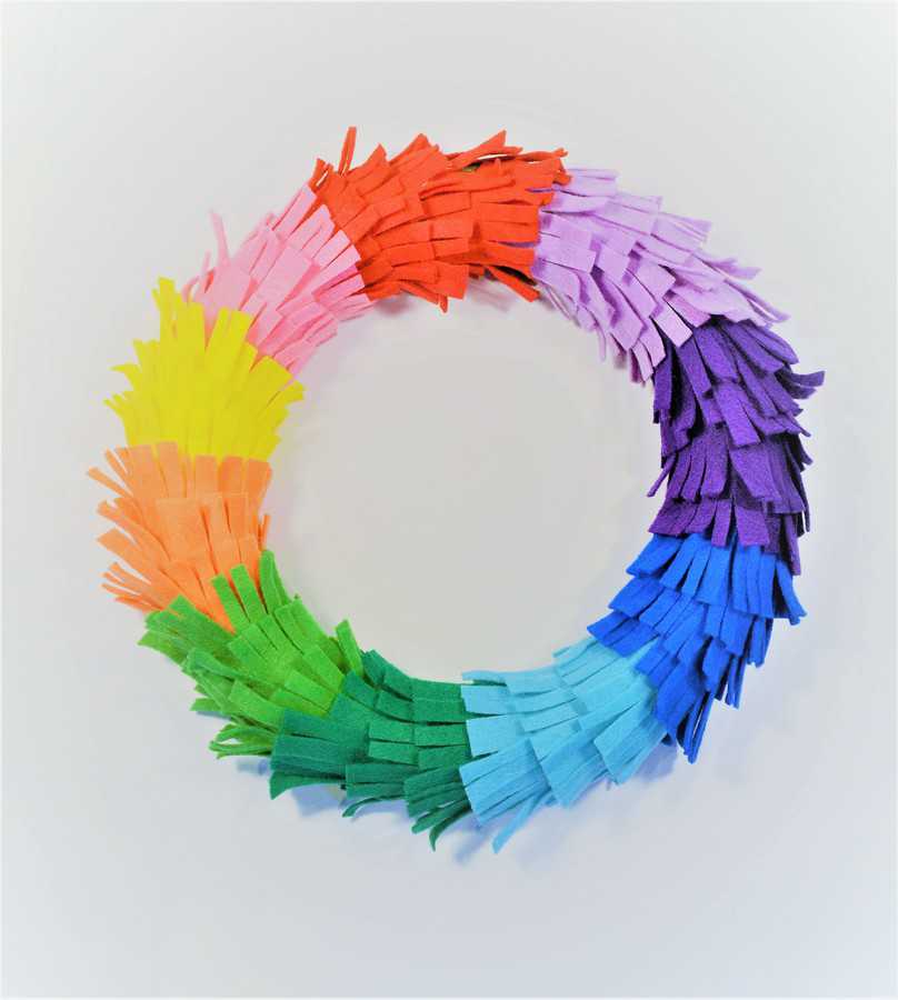 rainbow fringe wreath