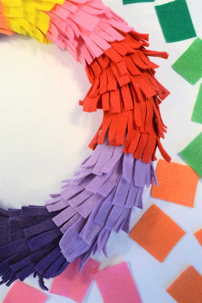 rainbow fringe wreath