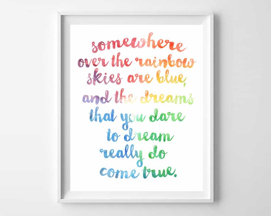 Somewhere Over The Rainbow Free Printable