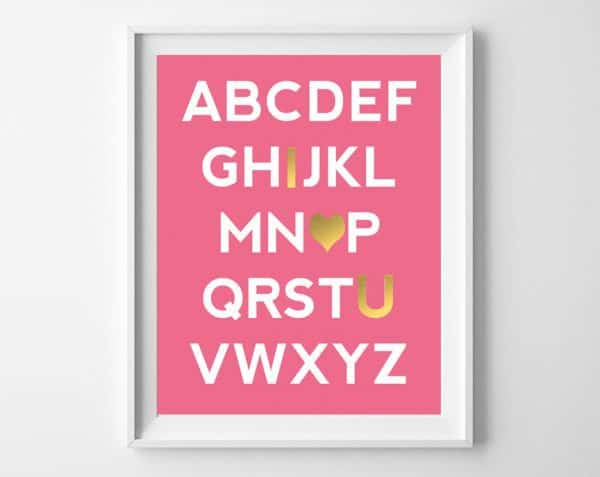 alphabet printable pink