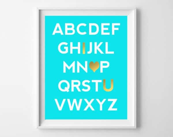 alphabet printable turquoise