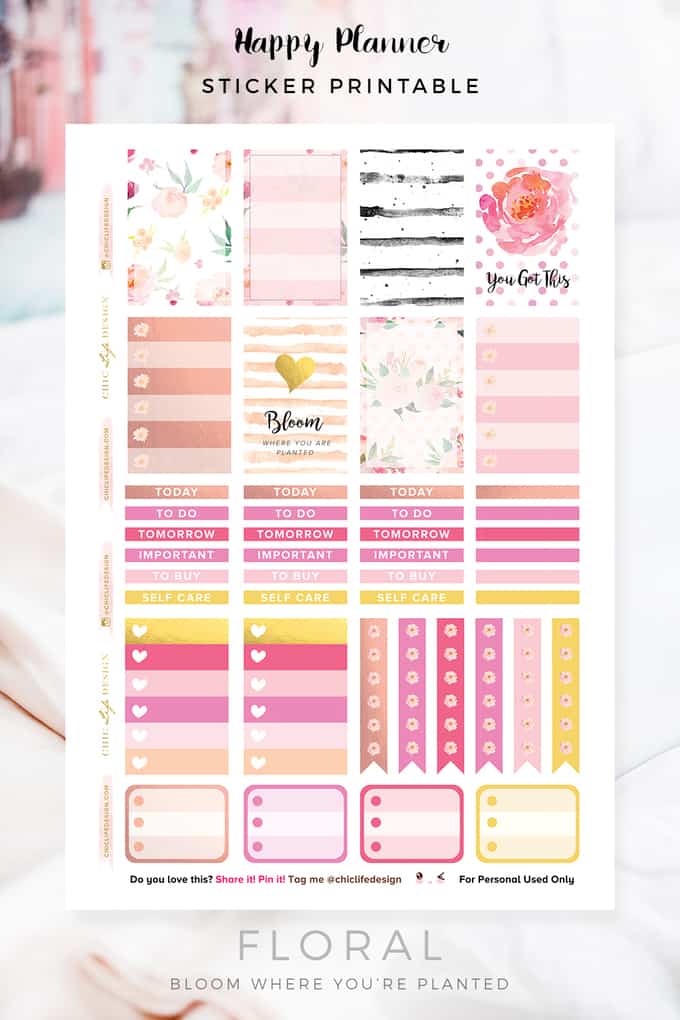 printable unicorn sticker free Daily Planner {Free Happy Printables} Planner Printable