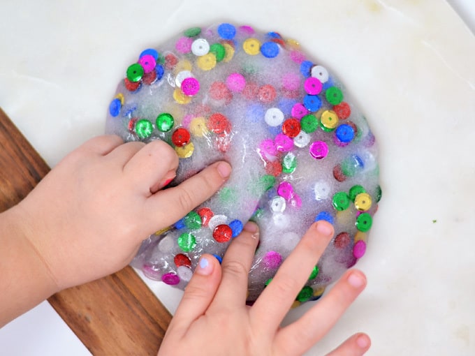 Super Simple Glitter Slime Recipe - 2paws Designs