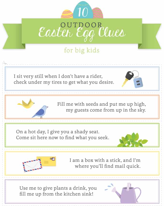 Easter Egg Hunt Ideas For Kids Free Printable Clues