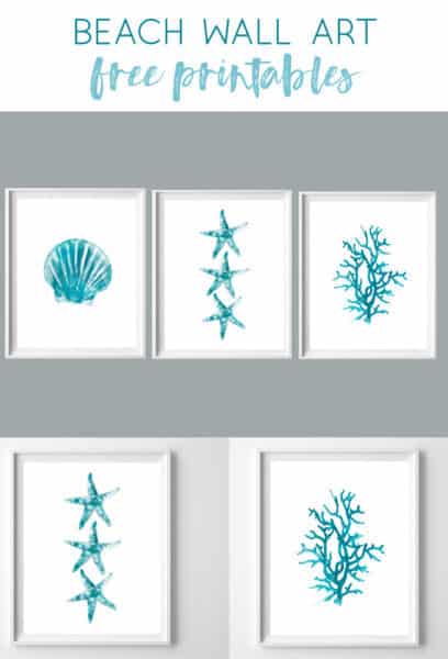 Beach Wall Art {Free Turquoise Watercolor Beach Printables}