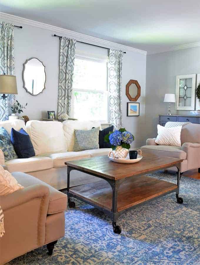 our updated living room {blue and white modern farmhouse ...