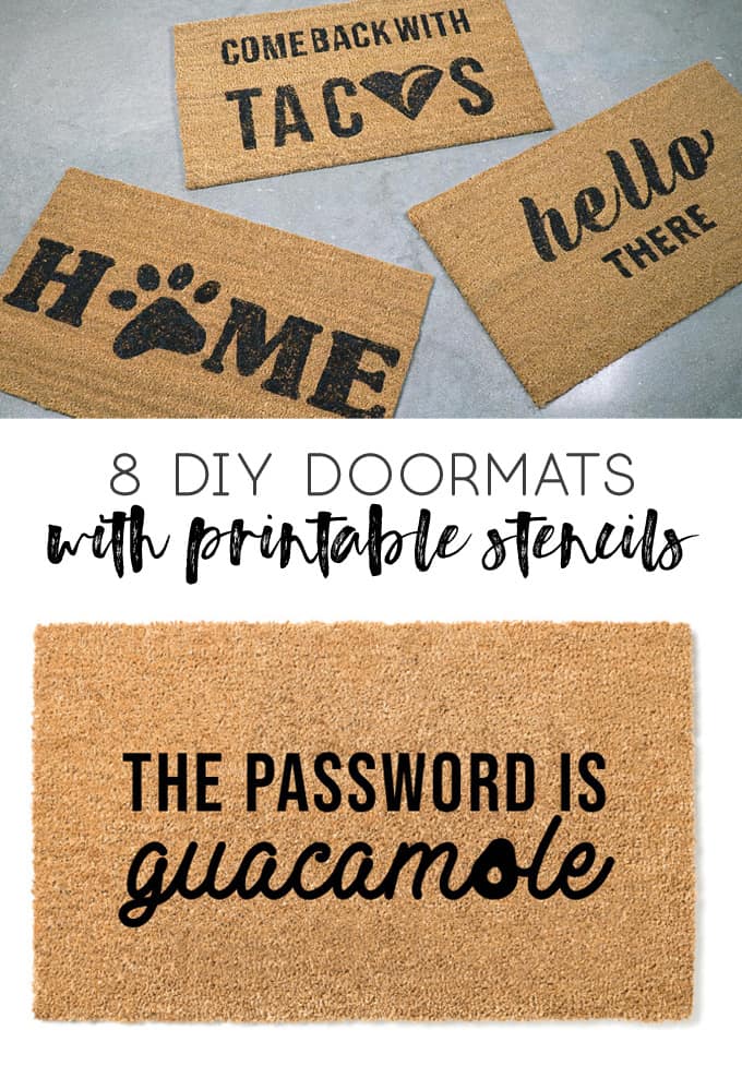 how to stencil a doormat | diy doormat | dog doormat | cat lover | guacamole | taco doormat | wine gifts | gifts for friends