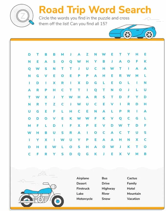 car games for kids free printable road trip games ideas