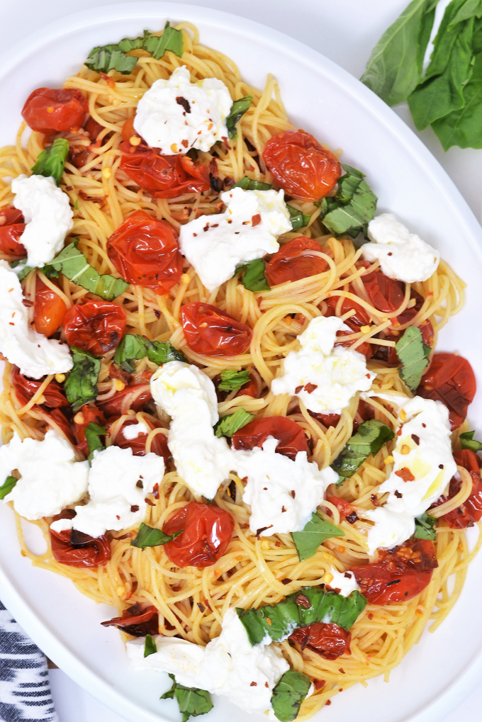 Angel Hair Pasta With Burrata And Roasted Tomatoes