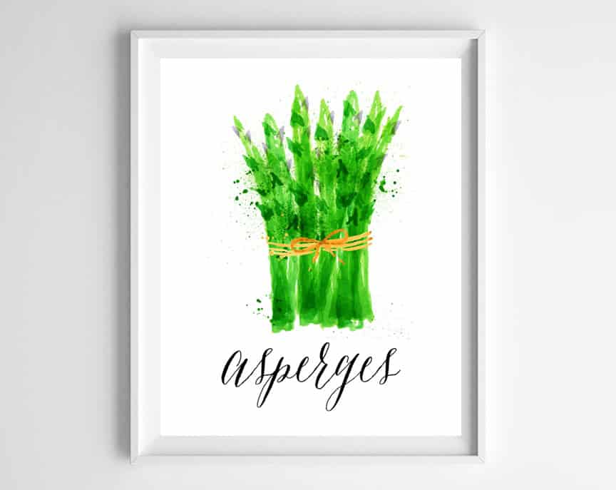 watercolor asparagus printable