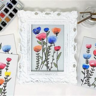 canvas with watercolor flowers 4