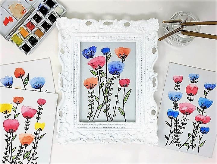 canvas with watercolor flowers 4