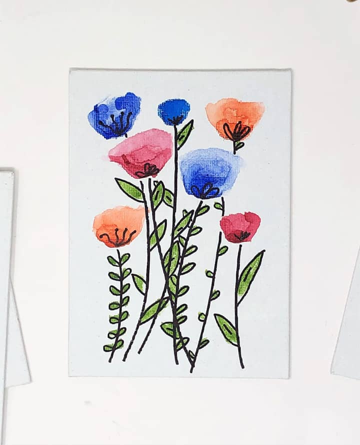 canvas with watercolor flowers 2