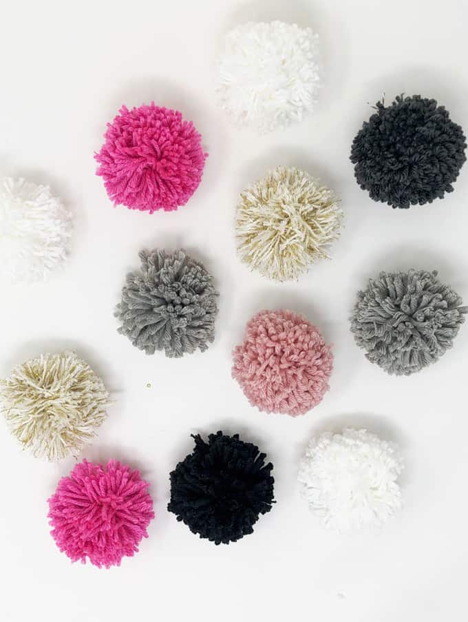 assortment of pom poms