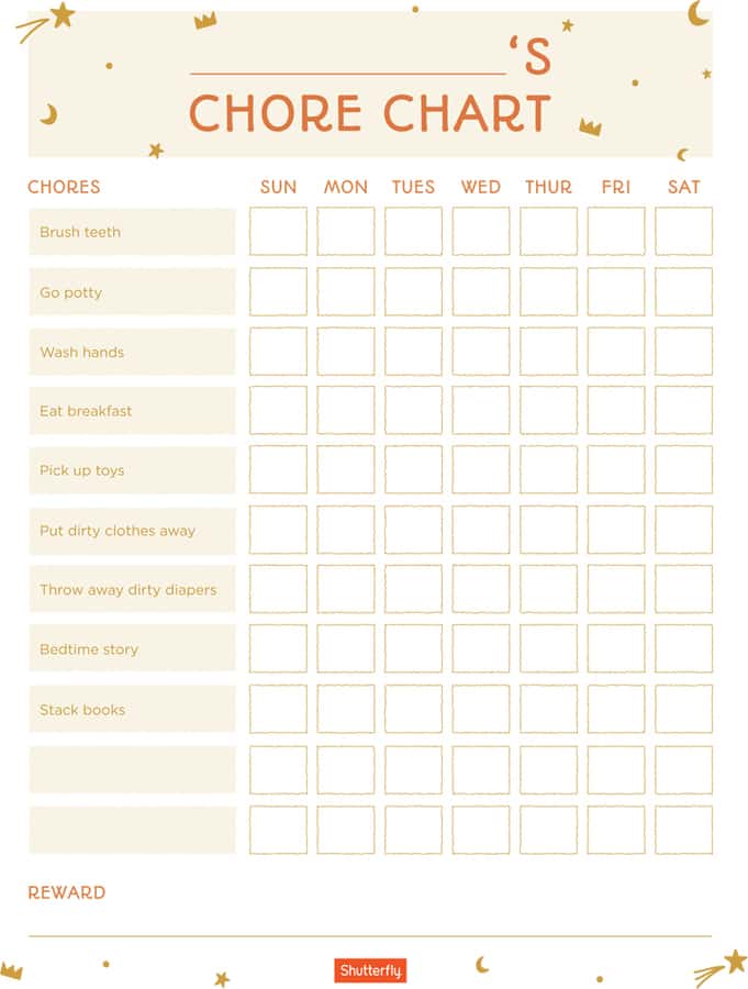 Printable Chore Charts Point System