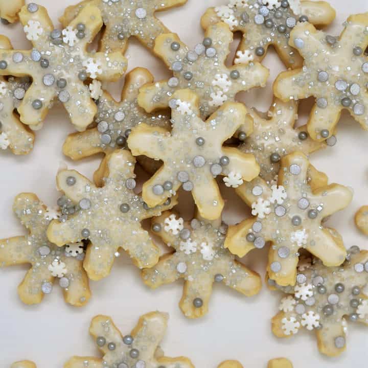 Glazed Snowflake Shortbread Cookies {a Recipe}