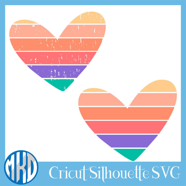 Image for Rainbow Heart Svg, Distressed Heart Svg