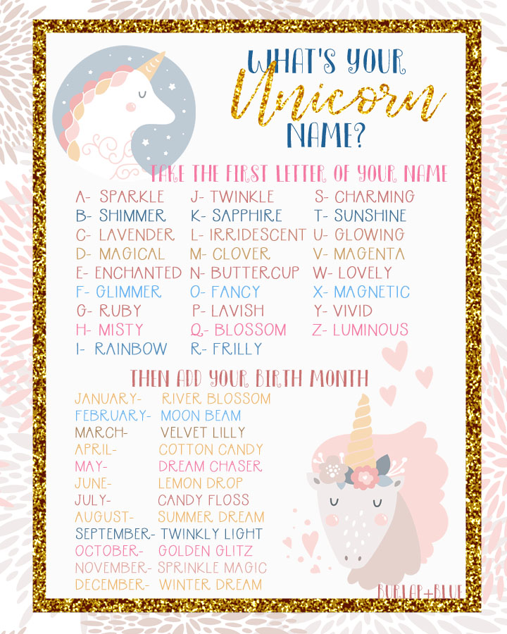 unicorn names