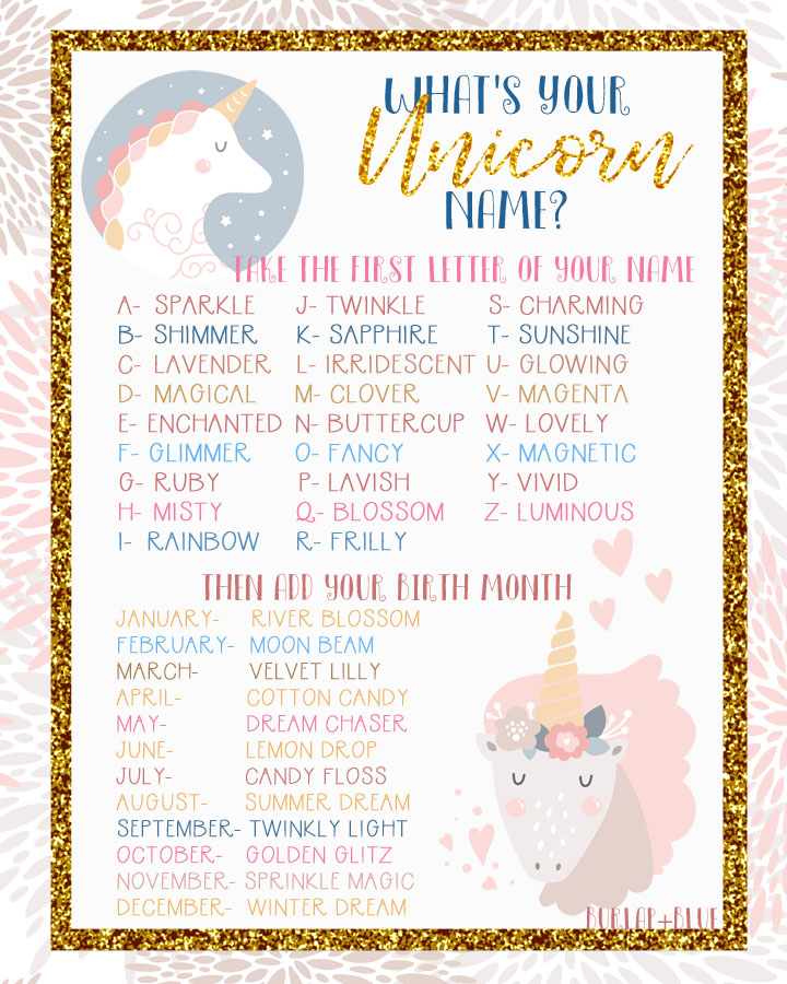 Unicorn Names Free Unicorn Names for Your Unicorn Party