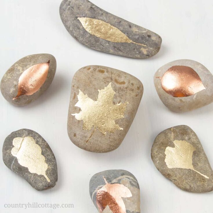 Image for DIY Gold Leaf Painted Rocks  Easy Rock Painting Step by Step Tutorial