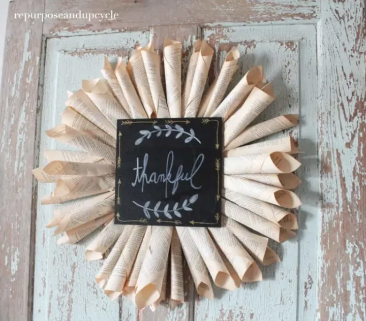 diy book wreath