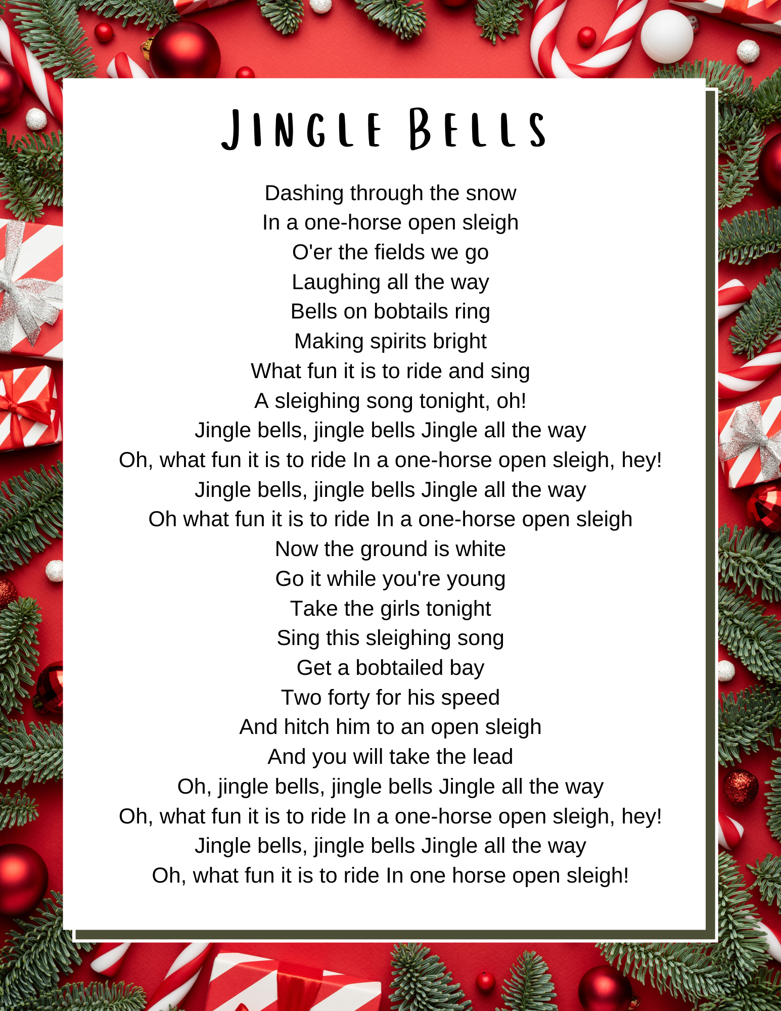 Jingle Bells Original Christmas Song with Lyrics