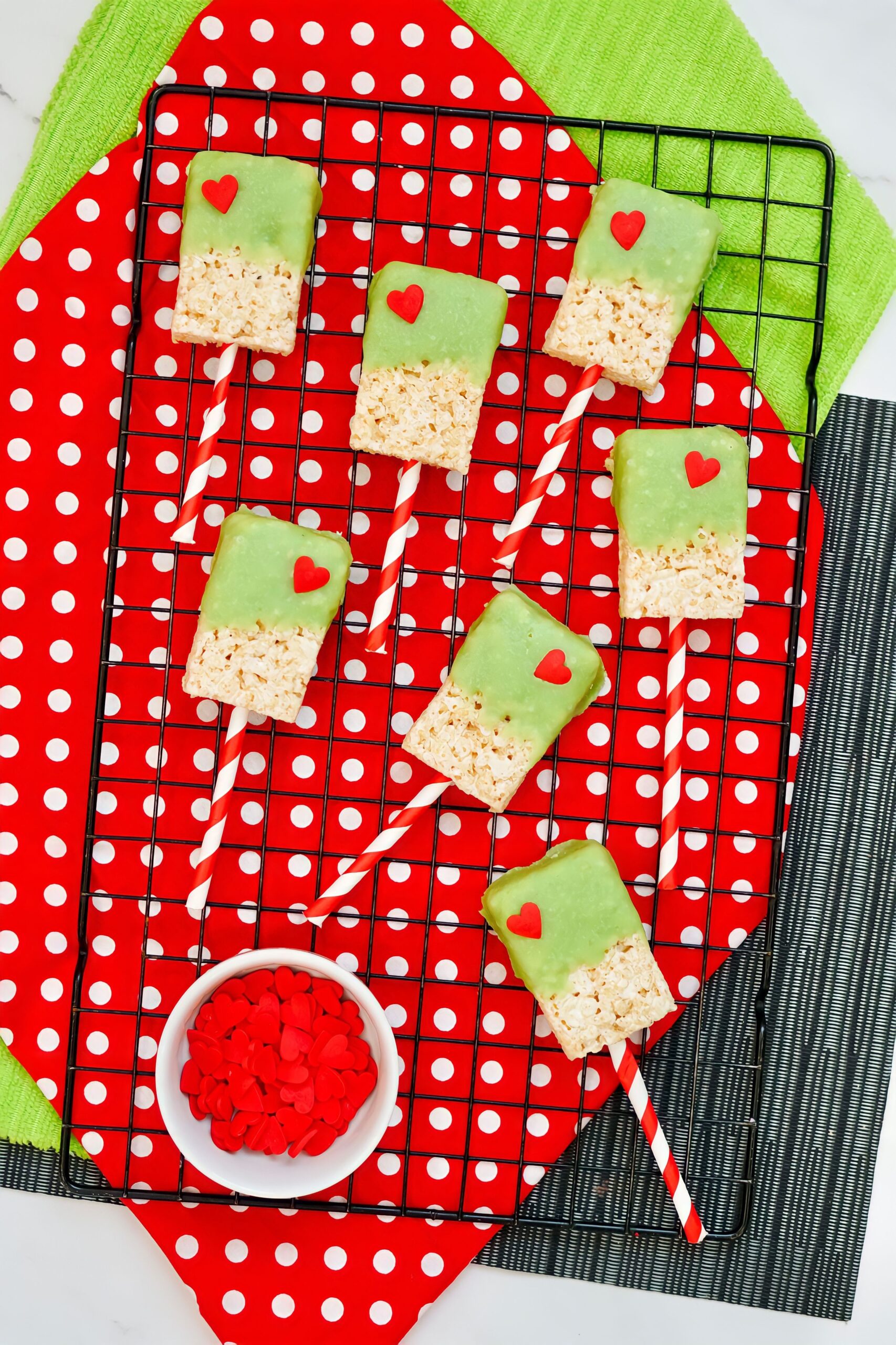 grinch rice krispie treats