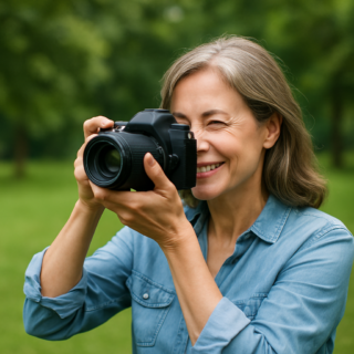 woman taking photograph