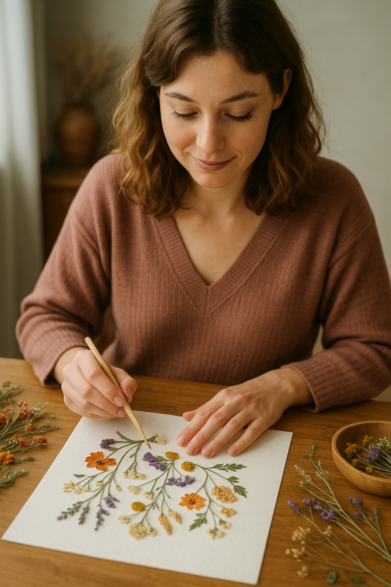 women dried floral crafts